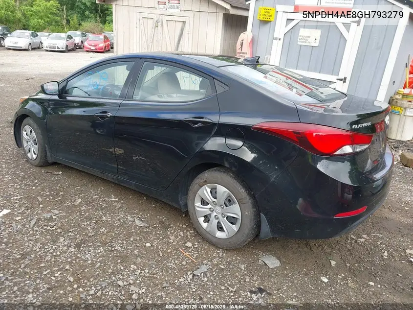 2016 Hyundai Elantra Se VIN: 5NPDH4AE8GH793279 Lot: 45369129