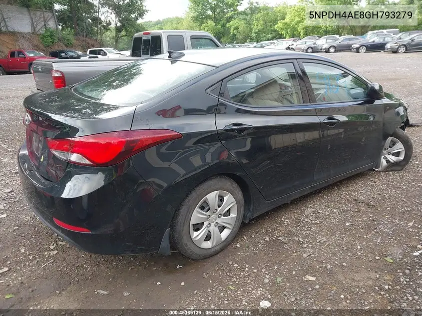 2016 Hyundai Elantra Se VIN: 5NPDH4AE8GH793279 Lot: 45369129