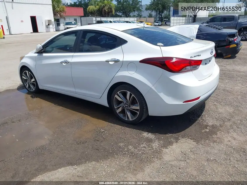 2016 Hyundai Elantra Limited VIN: 5NPDH4AE2GH655530 Lot: 45682048