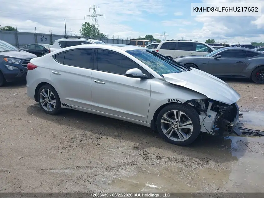 2017 Hyundai Elantra Gls VIN: KMHD84LF6HU217652 Lot: 12636639