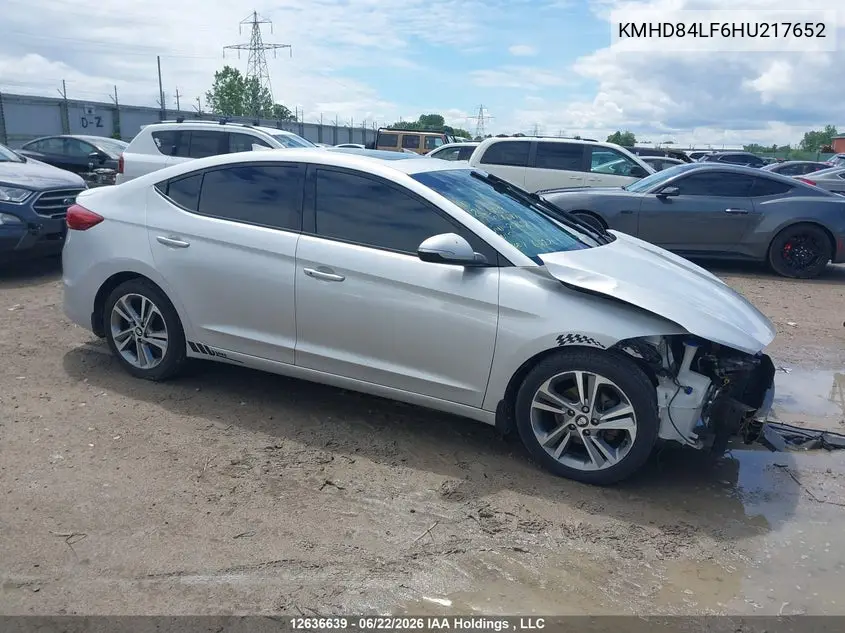 2017 Hyundai Elantra Gls VIN: KMHD84LF6HU217652 Lot: 12636639