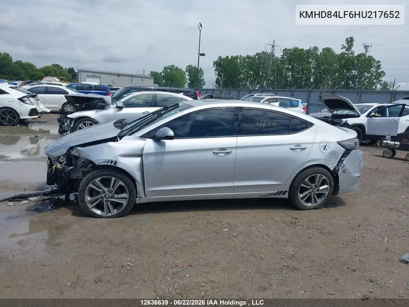 2017 Hyundai Elantra Gls VIN: KMHD84LF6HU217652 Lot: 12636639