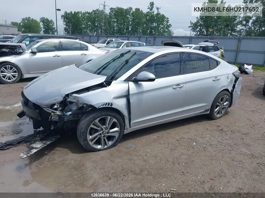 2017 Hyundai Elantra Gls VIN: KMHD84LF6HU217652 Lot: 12636639