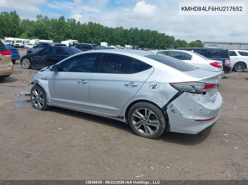 2017 Hyundai Elantra Gls VIN: KMHD84LF6HU217652 Lot: 12636639