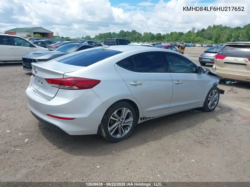 2017 Hyundai Elantra Gls VIN: KMHD84LF6HU217652 Lot: 12636639