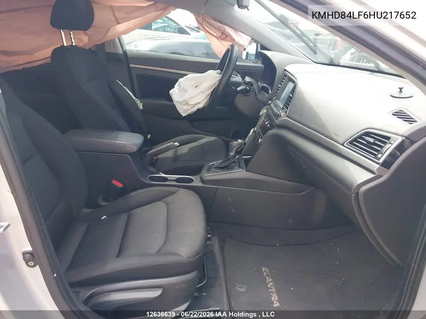 2017 Hyundai Elantra Gls VIN: KMHD84LF6HU217652 Lot: 12636639