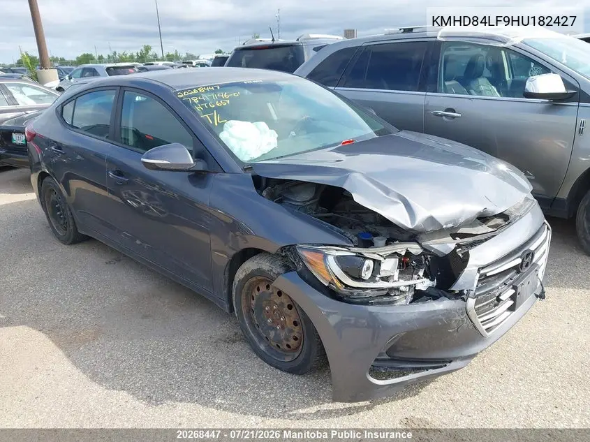 2017 Hyundai Elantra Gl VIN: KMHD84LF9HU182427 Lot: 20268447