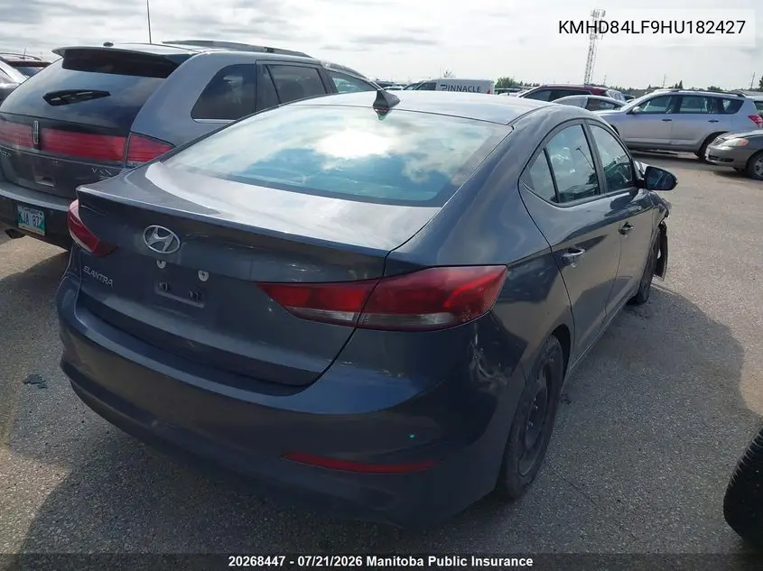 2017 Hyundai Elantra Gl VIN: KMHD84LF9HU182427 Lot: 20268447