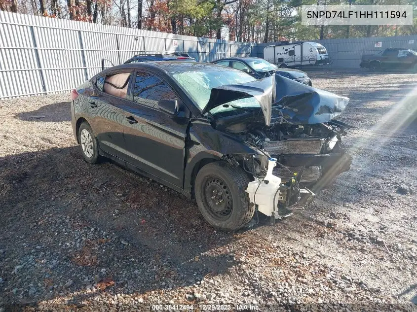 5NPD74LF1HH111594 2017 Hyundai Elantra Se