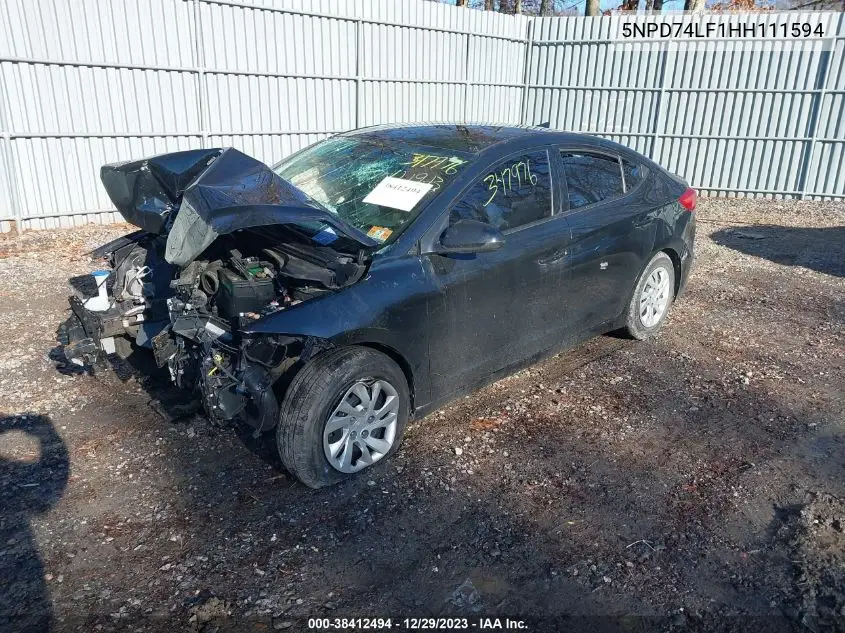 5NPD74LF1HH111594 2017 Hyundai Elantra Se
