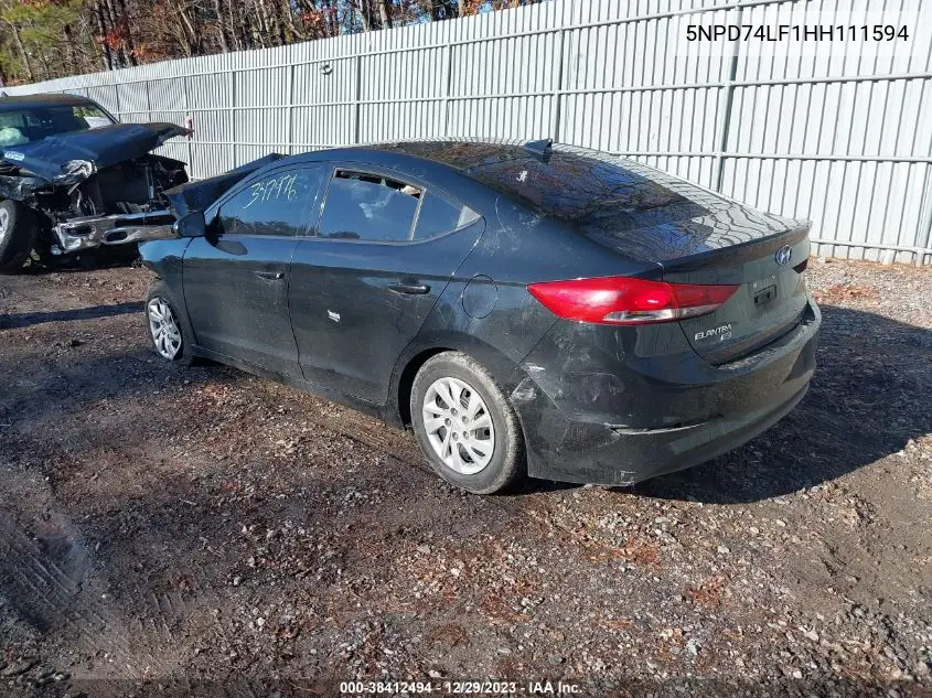 5NPD74LF1HH111594 2017 Hyundai Elantra Se