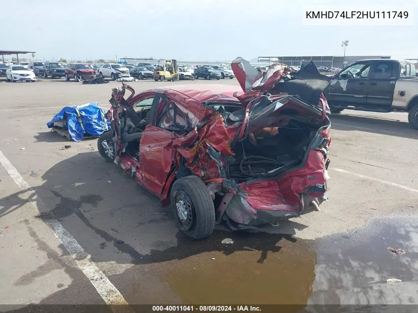 KMHD74LF2HU111749 2017 Hyundai Elantra Se