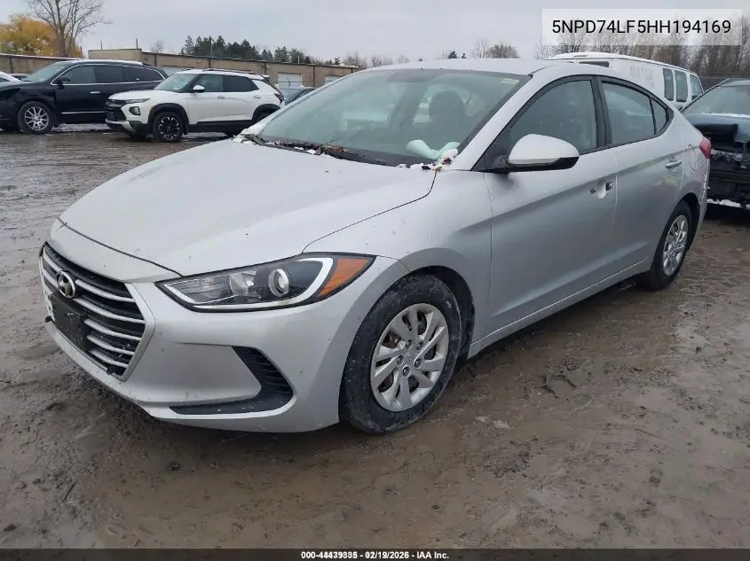 5NPD74LF5HH194169 2017 Hyundai Elantra Se