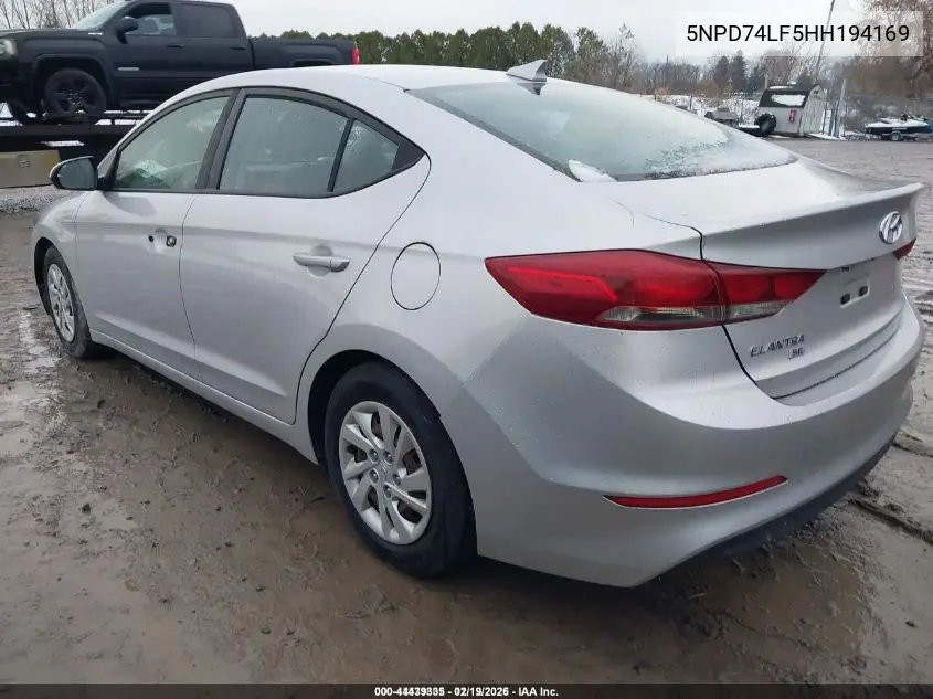 5NPD74LF5HH194169 2017 Hyundai Elantra Se