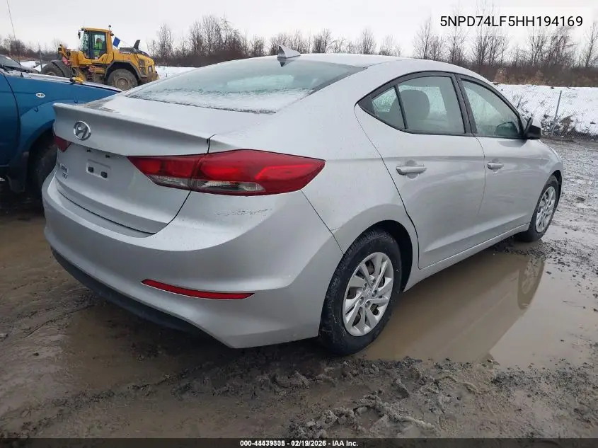 5NPD74LF5HH194169 2017 Hyundai Elantra Se