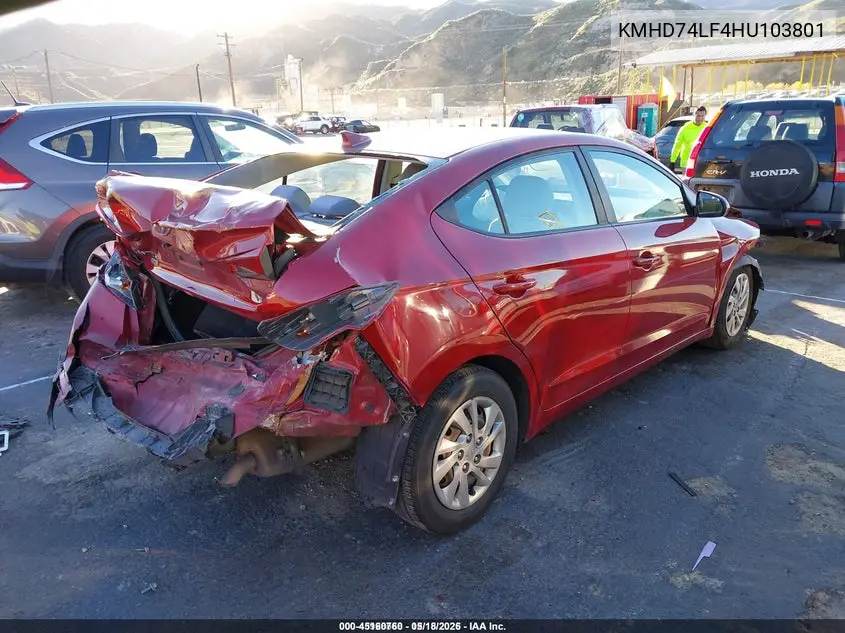 KMHD74LF4HU103801 2017 Hyundai Elantra Se