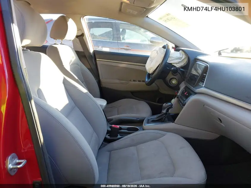 KMHD74LF4HU103801 2017 Hyundai Elantra Se