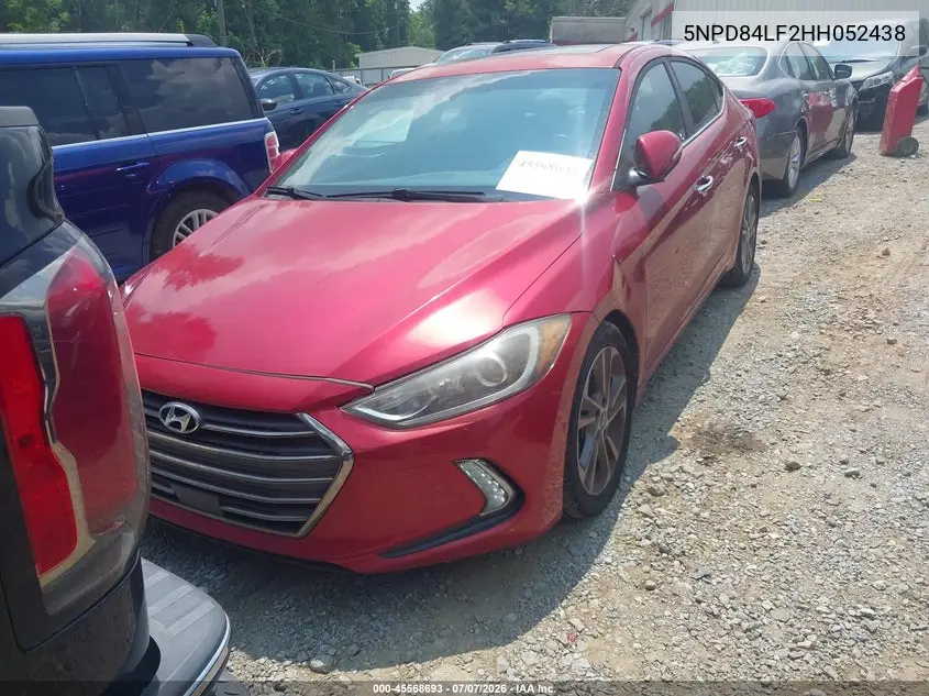 2017 Hyundai Elantra Limited VIN: 5NPD84LF2HH052438 Lot: 45568693