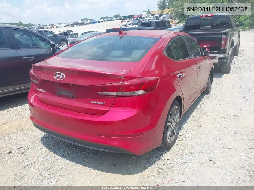 2017 Hyundai Elantra Limited VIN: 5NPD84LF2HH052438 Lot: 45568693