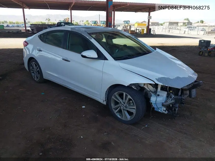 2017 Hyundai Elantra Limited VIN: 5NPD84LF3HH068275 Lot: 45609024