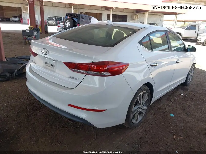 2017 Hyundai Elantra Limited VIN: 5NPD84LF3HH068275 Lot: 45609024
