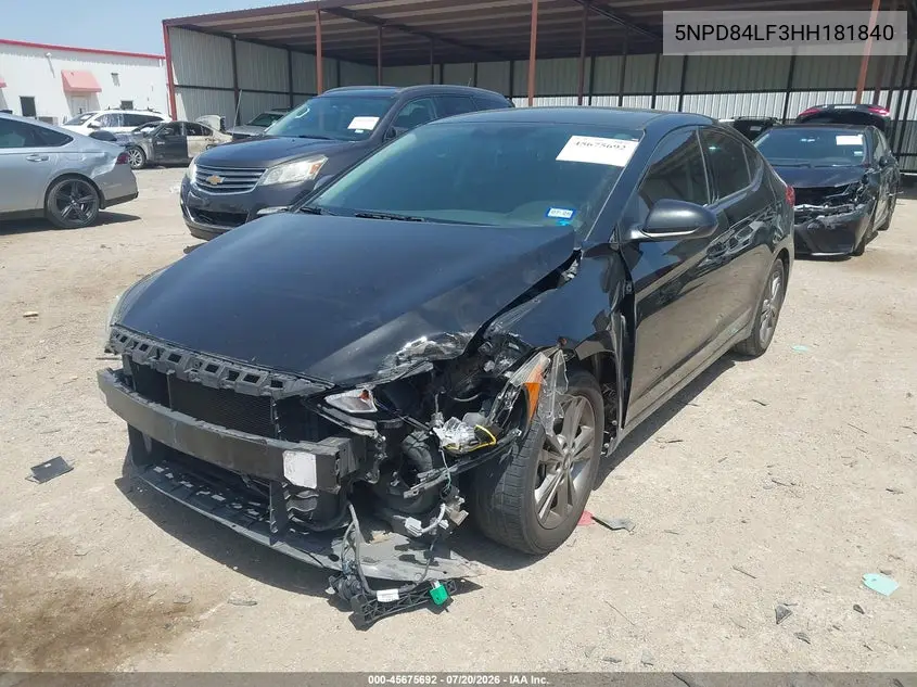 2017 Hyundai Elantra Value Edition VIN: 5NPD84LF3HH181840 Lot: 45675692