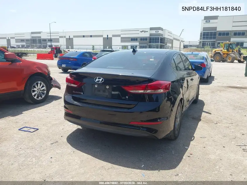 2017 Hyundai Elantra Value Edition VIN: 5NPD84LF3HH181840 Lot: 45675692