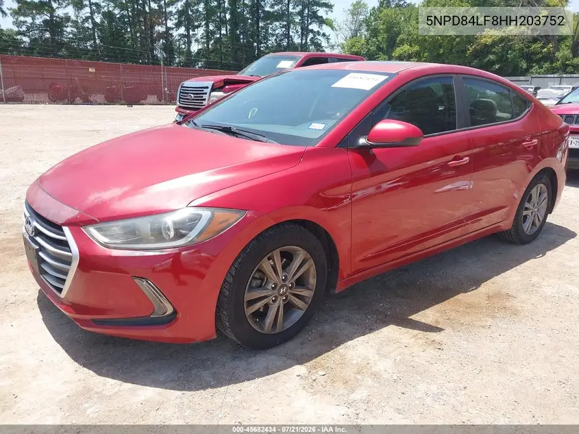 2017 Hyundai Elantra Value Edition VIN: 5NPD84LF8HH203752 Lot: 45682434