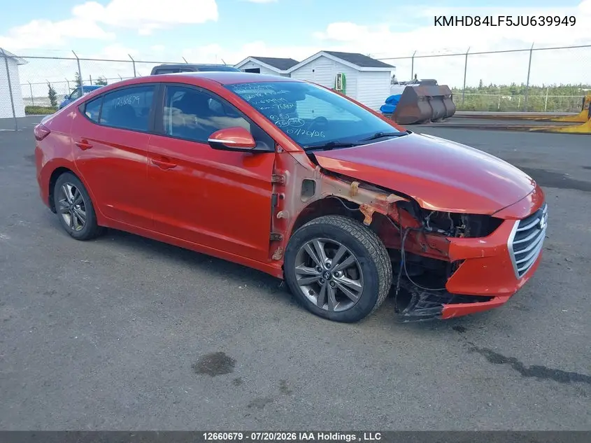 2018 Hyundai Elantra Gl VIN: KMHD84LF5JU639949 Lot: 12660679