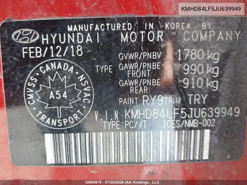 2018 Hyundai Elantra Gl VIN: KMHD84LF5JU639949 Lot: 12660679
