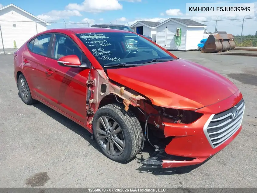 2018 Hyundai Elantra Gl VIN: KMHD84LF5JU639949 Lot: 12660679