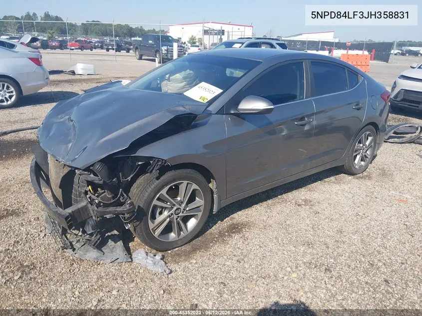 2018 Hyundai Elantra Limited VIN: 5NPD84LF3JH358831 Lot: 45352023
