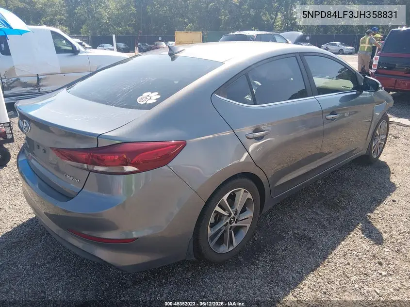 2018 Hyundai Elantra Limited VIN: 5NPD84LF3JH358831 Lot: 45352023