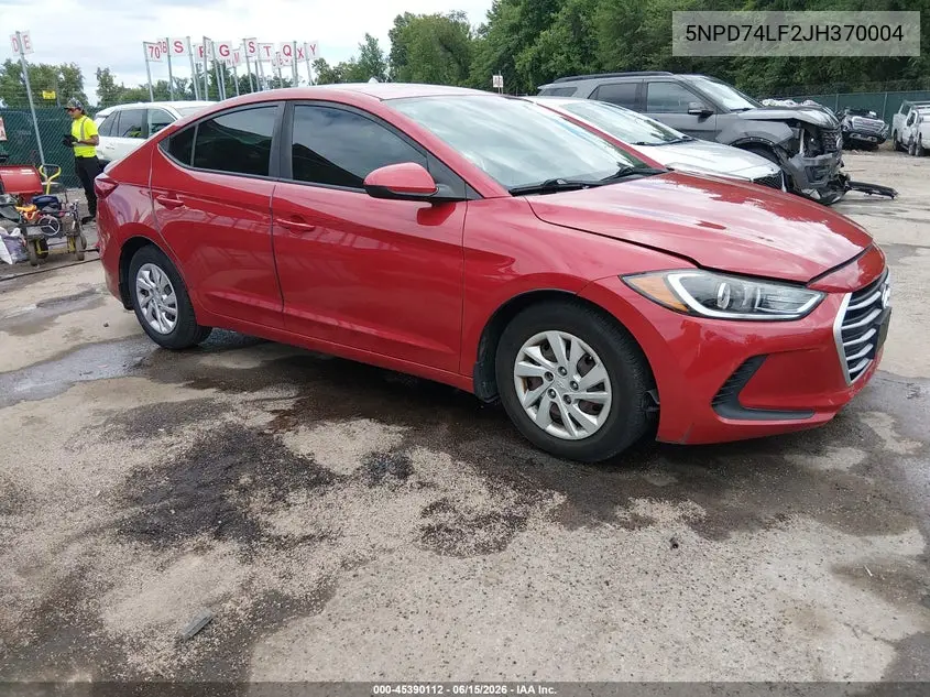 2018 Hyundai Elantra Se VIN: 5NPD74LF2JH370004 Lot: 45390112