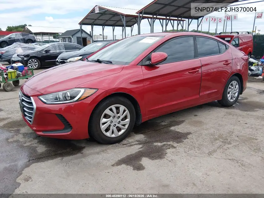 2018 Hyundai Elantra Se VIN: 5NPD74LF2JH370004 Lot: 45390112
