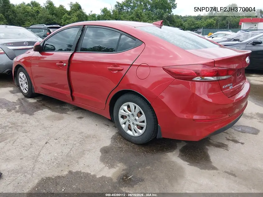 2018 Hyundai Elantra Se VIN: 5NPD74LF2JH370004 Lot: 45390112