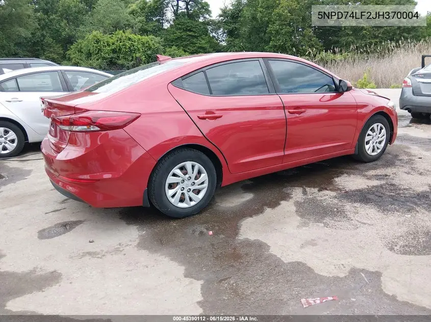 2018 Hyundai Elantra Se VIN: 5NPD74LF2JH370004 Lot: 45390112