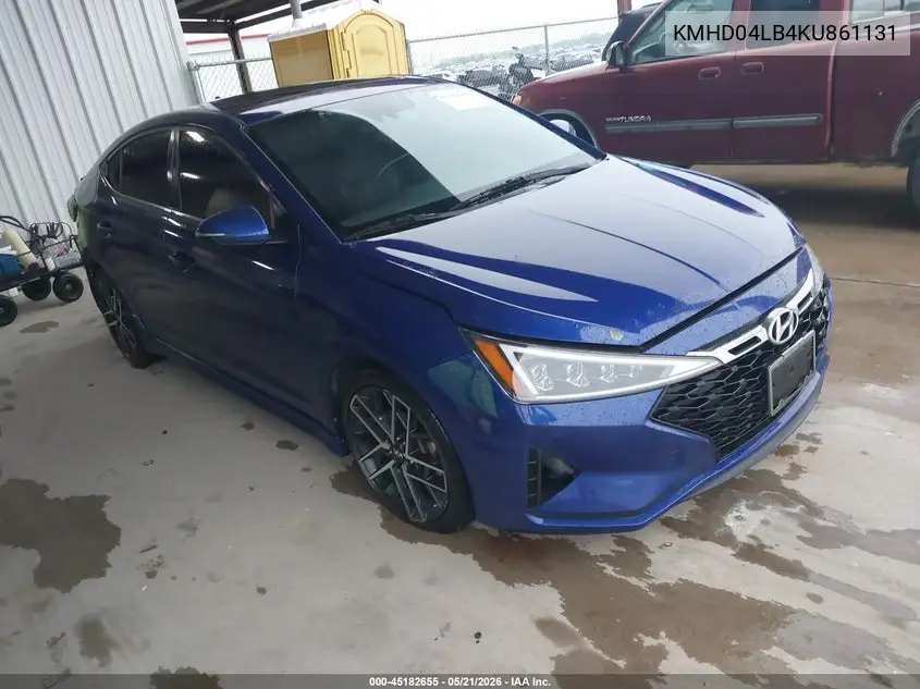 2019 Hyundai Elantra Sport VIN: KMHD04LB4KU861131 Lot: 45182655