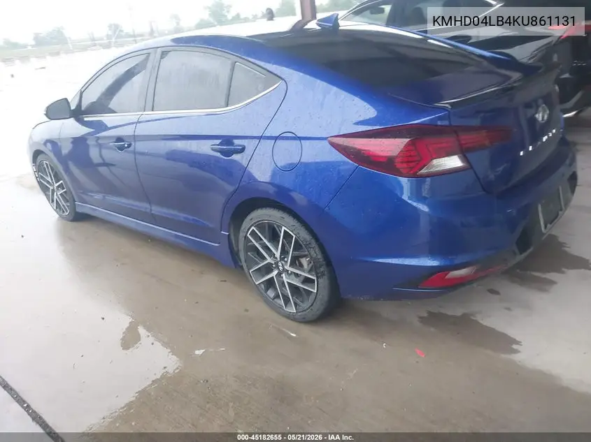 2019 Hyundai Elantra Sport VIN: KMHD04LB4KU861131 Lot: 45182655