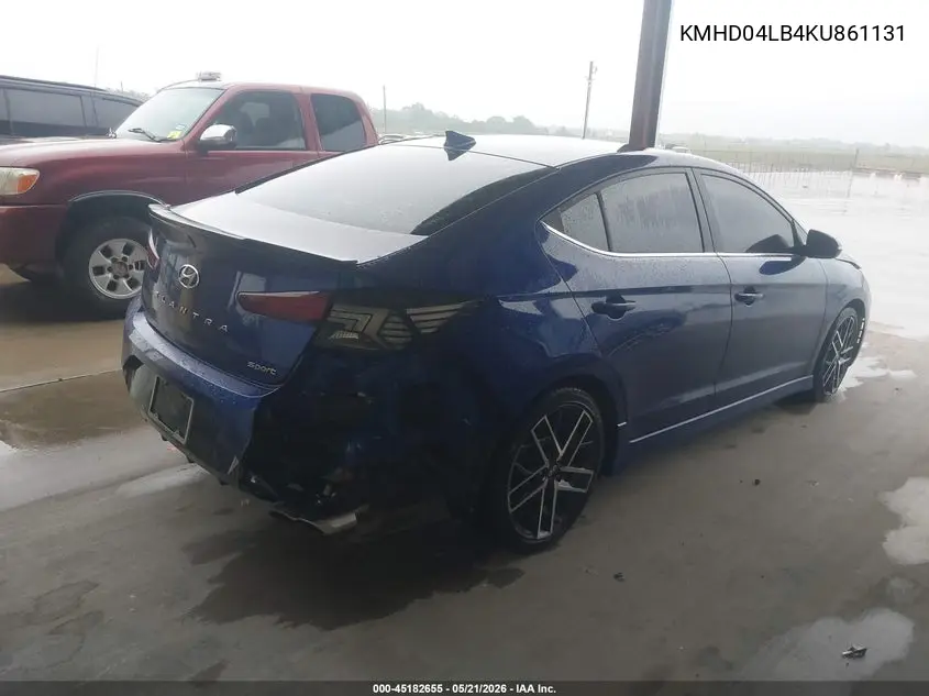 2019 Hyundai Elantra Sport VIN: KMHD04LB4KU861131 Lot: 45182655