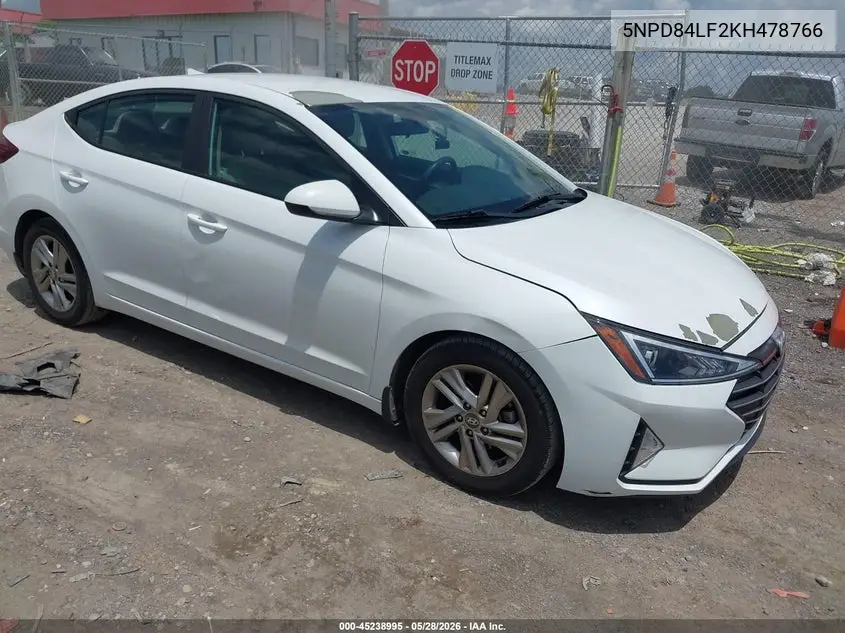 2019 Hyundai Elantra Sel VIN: 5NPD84LF2KH478766 Lot: 45238995
