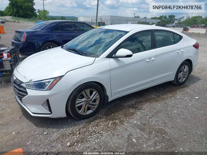 2019 Hyundai Elantra Sel VIN: 5NPD84LF2KH478766 Lot: 45238995