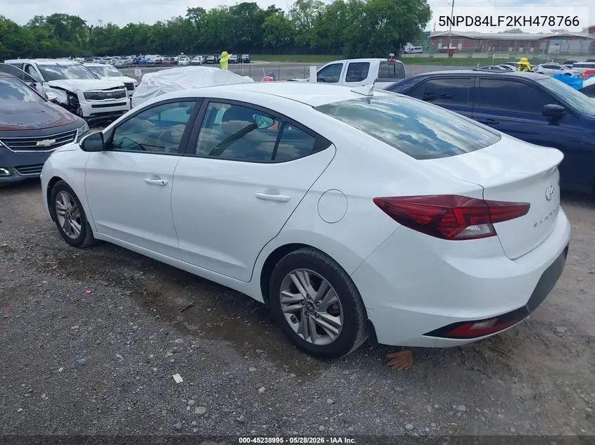 2019 Hyundai Elantra Sel VIN: 5NPD84LF2KH478766 Lot: 45238995