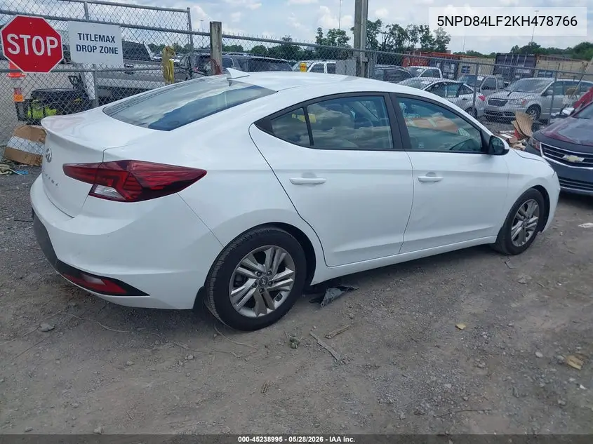 2019 Hyundai Elantra Sel VIN: 5NPD84LF2KH478766 Lot: 45238995
