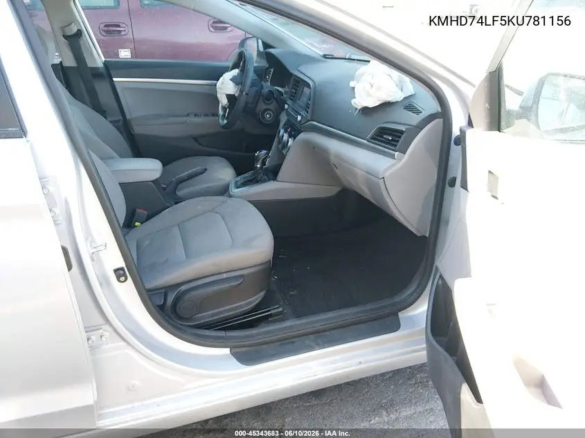 2019 Hyundai Elantra Se VIN: KMHD74LF5KU781156 Lot: 45343683