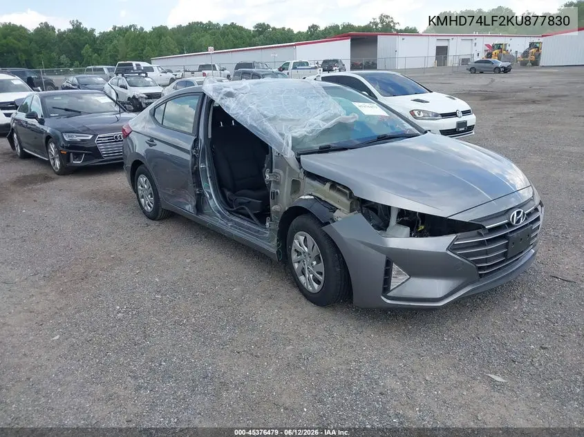 2019 Hyundai Elantra Se VIN: KMHD74LF2KU877830 Lot: 45376479