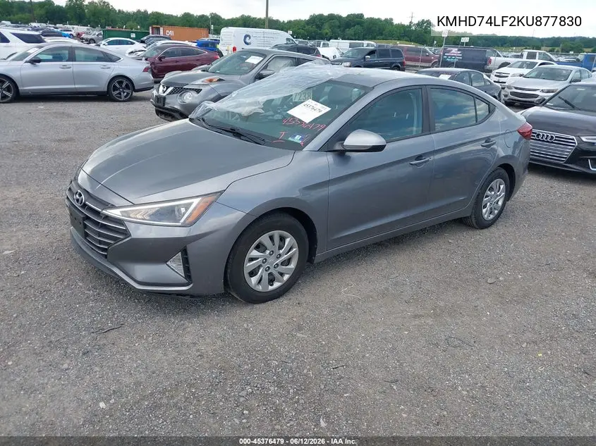 2019 Hyundai Elantra Se VIN: KMHD74LF2KU877830 Lot: 45376479