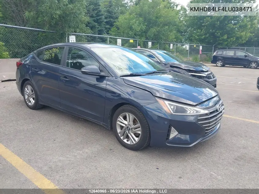 2020 Hyundai Elantra VIN: KMHD84LF4LU038471 Lot: 12640965