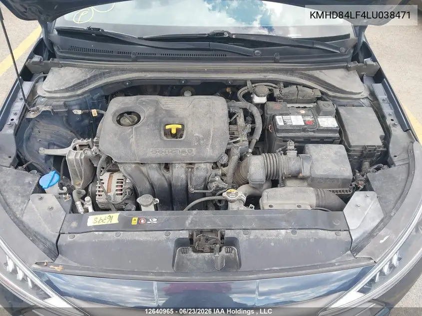 2020 Hyundai Elantra VIN: KMHD84LF4LU038471 Lot: 12640965