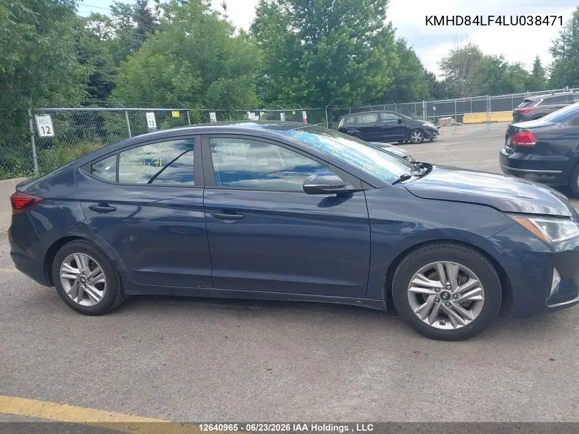 2020 Hyundai Elantra VIN: KMHD84LF4LU038471 Lot: 12640965